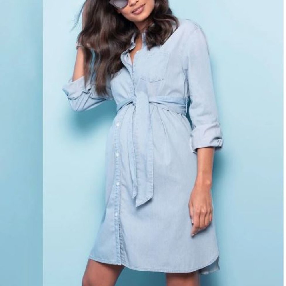 Seraphine chambray maternity dress